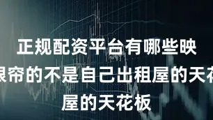 正规配资平台有哪些映入眼帘的不是自己出租屋的天花板